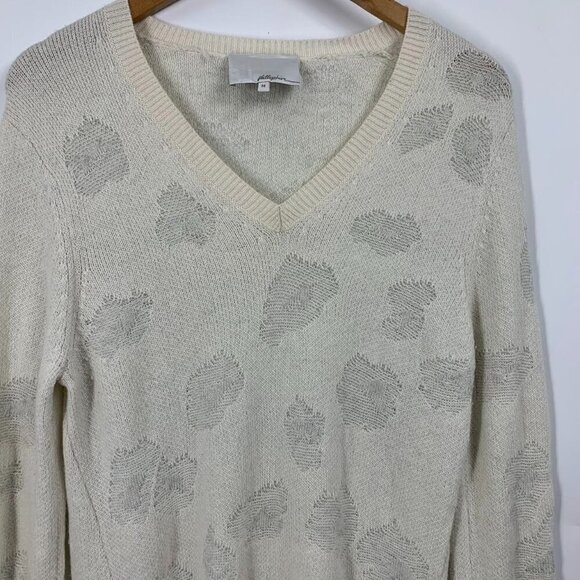 3.1 Phillip Lim Women's Ivory Floral Wool Cashmere Blend Contrast Sweater Size M - Picture 4 of 13